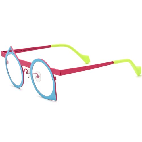 Image of FONEX Colorful Pure Titanium Glasses Frame Women Retro Round Eyeglasses