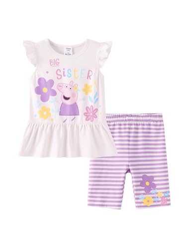 Image of Peppa Pig Girls Pant Sets Ruffle Long Sleeves Top Shirt and Leggings Clothing Set for Toddler Girls Fall Clothes Size 2-6T