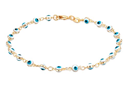 Image of Barzel 18k Gold Plated Evil Eye Anklet Bracelet - Made In Brazil