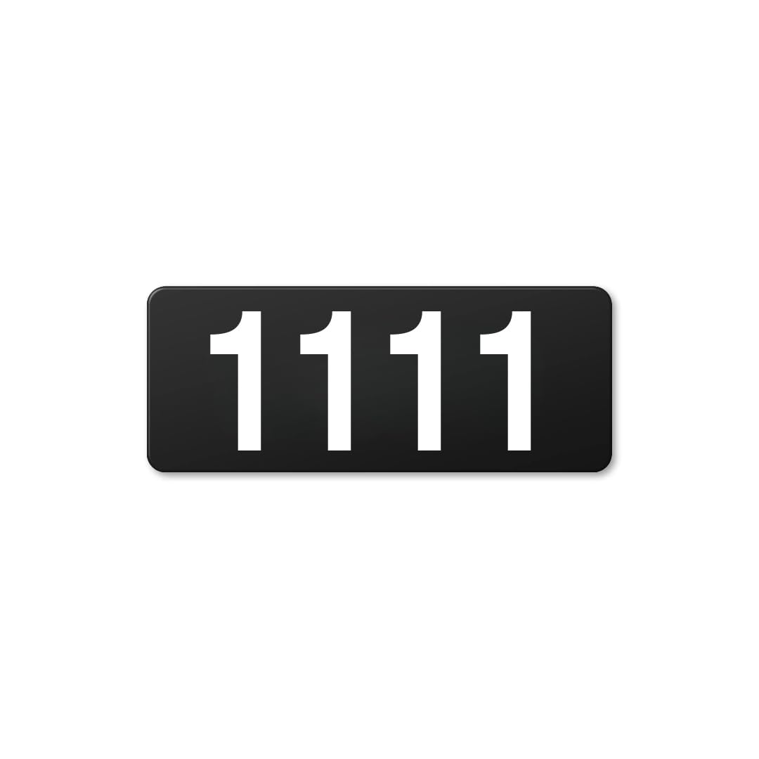 Modern Hotel Room Number Plates - 1111| Black Acrylic Board Fixed White Color PVC Waterproof Sticker| Easy Installation Type Double Sided Tape Fixed on Backside-image-44