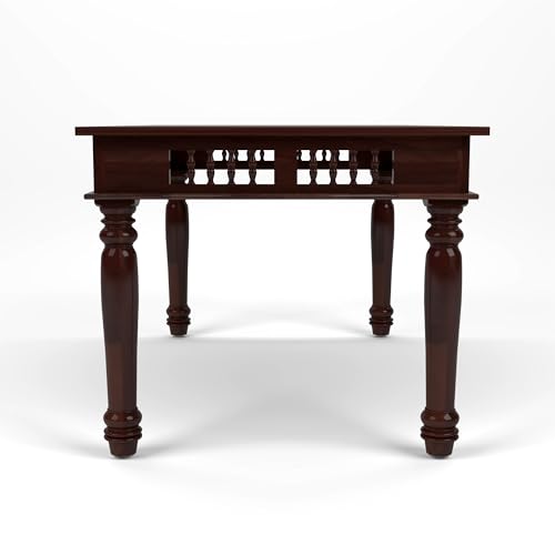 Image of Solid Sheesham Wood Traditional Dining Table 6 Seater Wooden Six Seater Dinning Table with 6 Chairs for Home Chairs with Cushion Dining Room Sets for Restaurants (Walnut Finish)
