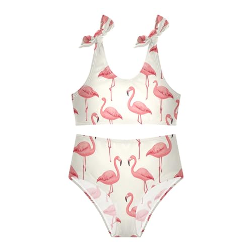 Wusikd Pink Flamingos Girls Swimsuits Two Piece Swimwear Bikini Set for for Girls Size 3T3
