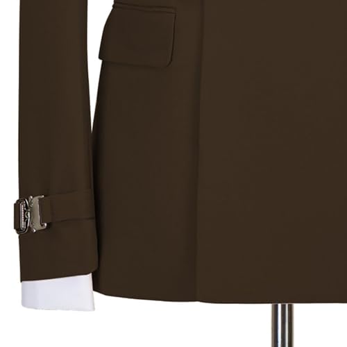 Image of Men's 2 Piece Suit with Metal Clasp Slim Fit Suit Stylish Business Pants Casual Wedding Grooms Tuxedo Suit