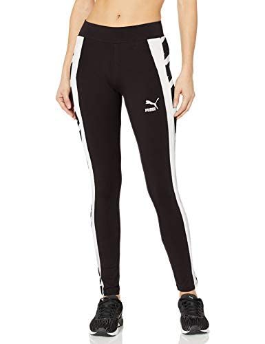 Puma Women's Feel It 7/8 Leggings, Black-with Bright Peach Tape, X-Small
