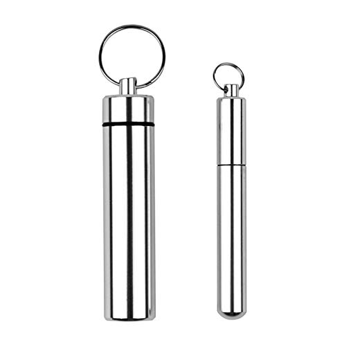 2 Pack Pocket Toothpick Holder Waterproof Aluminium Alloy Toothpick Box Metal Pill Case