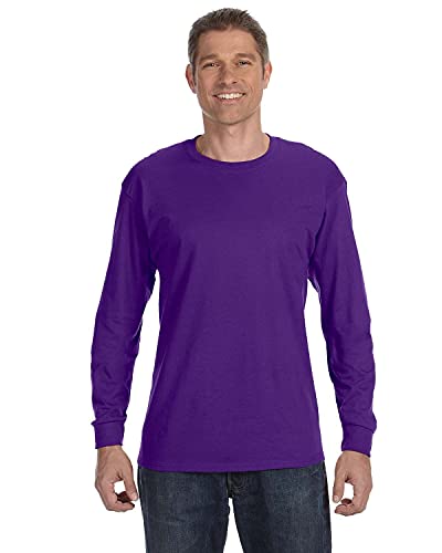 T-shirt manches longues en coton de 150g violet XL avec col renforcé