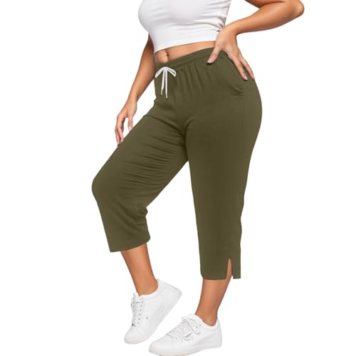 Pantalones deportivos para mujer, tallas grandes, para entrenamiento, yoga, ajuste holgado, cintura alta, con bolsillos, ropa atlética, informal, elásticos, relajados, esenciales para el día a día, 01