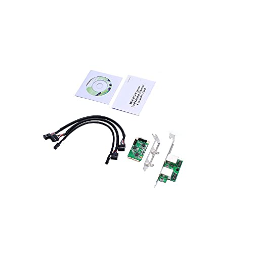 Tarjeta de Red Mini PCI-E a Gigabit Ethernet Dual Puertos 10/100/1000Mbps Adaptador de Red Cableado RJ45 NIC miniatura 2