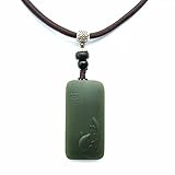 Dark Green Hetian Jade Pisces Pendant Necklace Pure Natural Carving Amulet