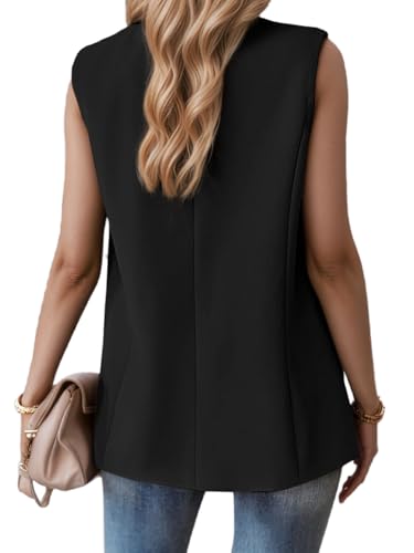Women's Sleeveless Vest Tops Fully-Lined Fashion Lightweight open front Casual Work Office Blazers4