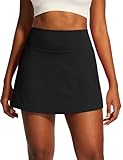 IUGA Women's Tennis Skirt High Waisted Built-in Shorts Athletic Skort with 2 Pockets Golf Running Workout & Casual Wear Black