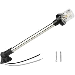 Besramtic Anchor Light Boat Bimini Light Stern Light Marine Navigation Lights USCG 3 NM All Round White LED Fold Down 10-24 Volt 16 Inches for Pontoon