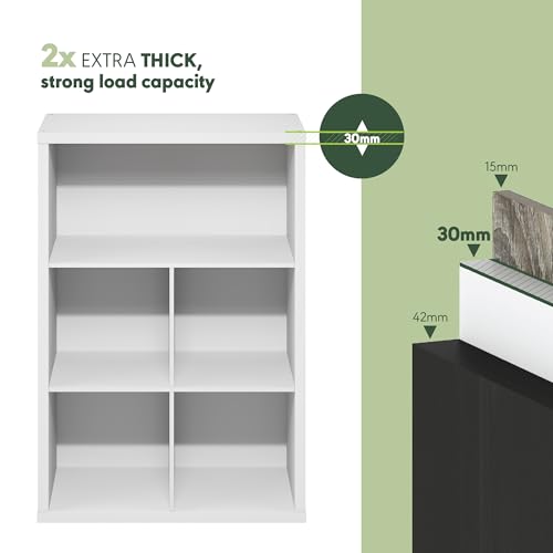 Image of Furinno Cubicle Book Shelf, 5-Cube Bookshelf, Extra Thick Frame Cube Storage Organizer Bookcase with Closed Back, 15.3 x 29.9 x 43.3, for Living Room, Bedroom, Home Office, White