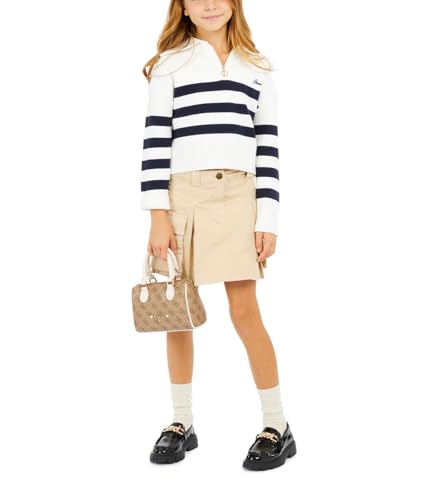 GUESS Girls Garment Dye Gabardine Skirt, Foamy Taupe, 7