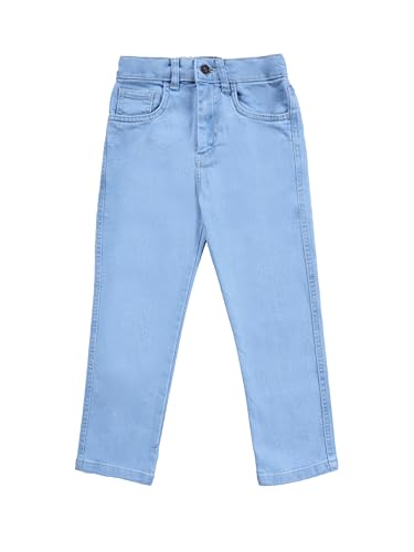 Image of KiddoPanti Boys Regular Fit Denim Pant | Stretch Poly Cotton Denim | Regular Fit Full Length Pant | Back Elasticated & Button with Zip Open Fly