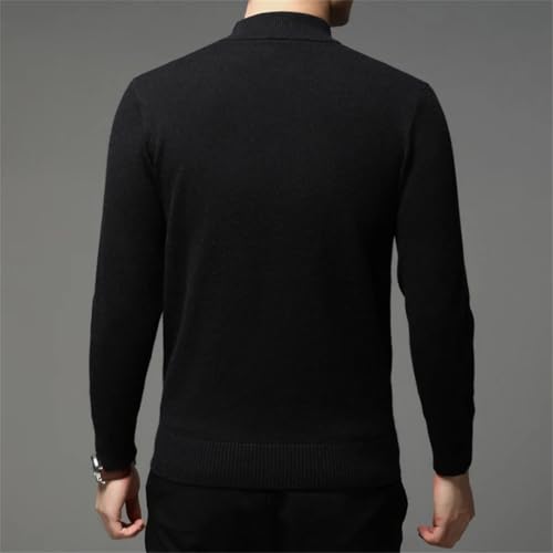 Men Basic Jumpers Pullover Knit Tops Autumn Winter Solid Color Mock Neck Sweater3