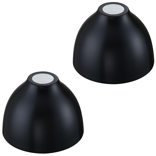Image of Industrial 6.5 inch Metal Drum Replacement Shades,1.6 inch Fitter Opening for Threaded Medium Base Socket,H5 inch*D6.5 inch Black Finish 2 Pack