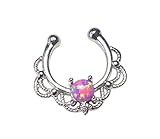 1pc NON-Pierced Lacey Single Opal Septum Hanger Fake Clip-on Nose Ring