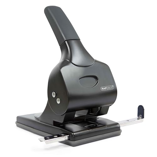 Rapesco 1015 Perforatrice a 2 Fori Professionale ALU 65, Metallo, Capacità 65 Fogli, Nero