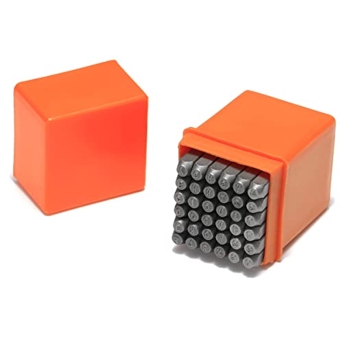 MULSAME 36-teiliges Metall-Stempel-Set mit 1/12 Zoll Zahl und Großbuchstaben, Metallstempeln, quadratischem Schaft, passend für Schmuckstempel Cover