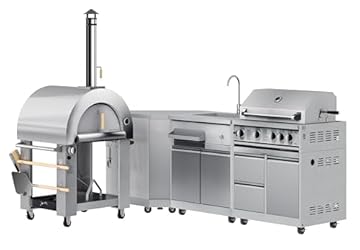 outdoor kitchen with pizza oven and grill