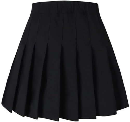 Shooying Saia escolar plissada curta para meninas, Preto, 7-8 Years
