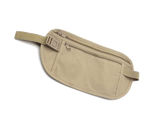 Image of Secure Travel Money Belt, Anti-Theft Passport Holder Travel Wallet for Men Women, adjustable Elastic Concealed Money Belt for Women Men Running Dog Walking (Khaki)