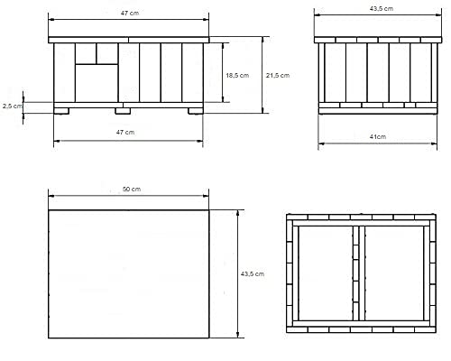 MODO24 Igelhotel Igelhaus Igelhütte Winterfest mit Boden und Labyrinth Eingang 47,5x43,5x21,5 cm GROß, abnehmbares Dach… – Bild 7