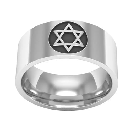 BISONBLUE Ringe Herren Ring Damen Männer Rings Geschenk Hexagramm-Ringe für Männer und Frauen, Punk-Party-Fingerring, Jahrestag 9