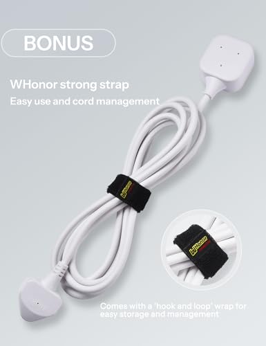 وصلة تمديد في اتجاه واحد مع شريط طاقة بقابس بريطاني 3 دبابيس بتصميم متين ومقاوم للحريق للمنزل والمكتب من هونور - (2 متر، لون أبيض)