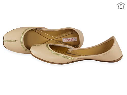 Image of Fulkari Women's Nappa Soft Genuine Leather Juttis | Bite and Pinch Free Jutis | Punjabi Jutti For Ladies | Casual Flat Stylish Mojari | Ethnic Flats For Girls |