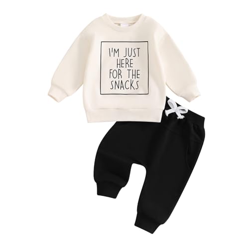 Image of Toddler Baby Boy Fall Winter Clothes Mamas Little Boy Outfit Letter Long Sleeve Sweatshirts and Jogger Pants Set