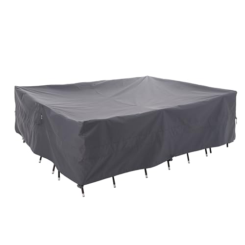 WJ-X3 Large Grey Heavy-Duty Patio Table Cover, 136x88x36in, Waterproof, Wind-Resistant, Anti-Fade - Ideal for Sectional Outdoor Furnitue Sets