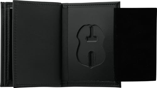 Perfect Fit Shield Wallets ICE DHS HSI Federal Air Marshal Style Hidden Badge Wallet Fits Small Size Badge That Fits Wallets Special Agent Double ID Holder (Cutout PF-710) Black Leather3
