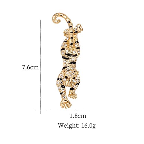 Image of Leadigol Rhinestone Tiger Brooch Pins Women Men Fashion Jewelry Gold Silver Animal Lapel Pin Coat Collar Brooch Badge Wedding Party Clothes Decoration Gifts