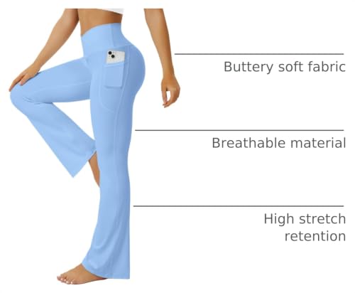 Image of FOHOFO Yoga Pants Women, Flare Leggings for Women with Pockets Crossover High Waisted Bootcut Yoga Pants
