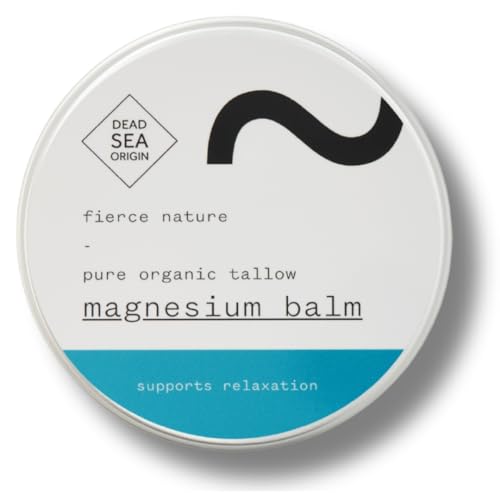 Fierce Nature Magnesium Tallow Balm Natural Body Balm for Muscle Aches Strains and Relaxation Organic Sleep Support Cream Unscented 100g