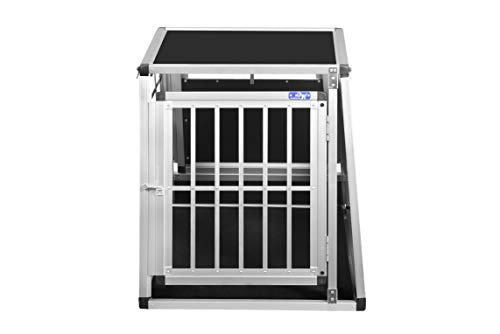 ALPUNA Transportbox N1 – Aluminium Hundebox 92×65×68,5 cm – Auto Hundebox mit Notausstieg, sicherer Hundetransport im Kofferraum