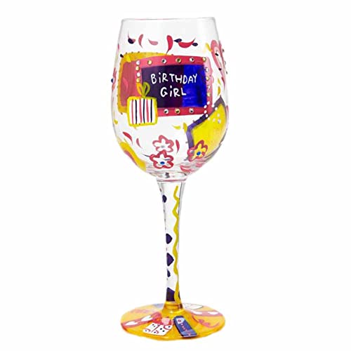 Lolita Birthday Girl Artisan Painted Wine Glass Gift, Multicolor, 1 Count (Pack Of 1) #TOP1