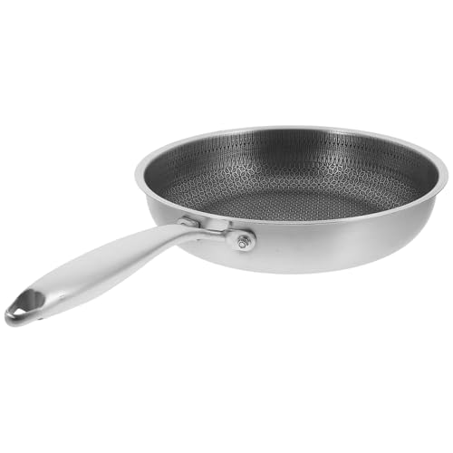 INOOMP Sartén Wok de Acero Inoxidable Superficie de Panal, Antiadherente y Fácil de Limpiar, Adecuado para Cocina y Parrilla, Diseño Simple y Elegante