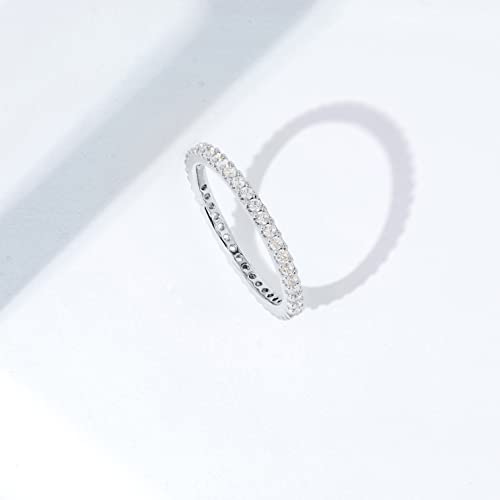 Amazon Essentials Rhodium Plated Single Row Pave Stackable Eternity Ring Size 7, Silver #TOP2