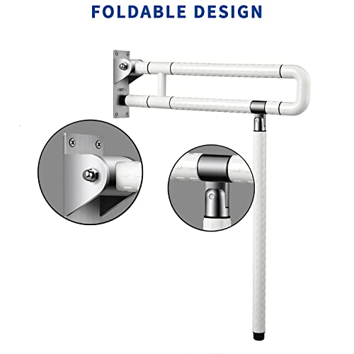 29.5 Inch Grab Bars For Bathroom Toilet Safety Rails For Elderly Pregnant Women Disabled Handicap Bar Medical Flip Up Arm Rails Support Foldable Skid Resistance White #TOP4