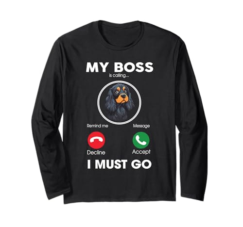 My Dog is Calling Funny Cocker Spaniel Besitzer, Schwarz und Hellbraun Langarmshirt