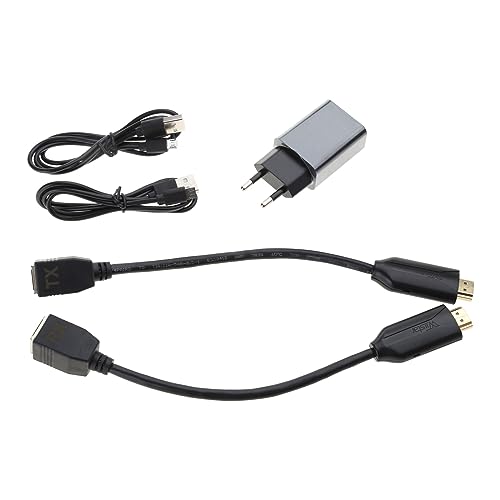MLWSKERTY 2 cables adaptadores a RJ45 RX hembra macho HDMI-Rj45 1080 con fuente de alimentación