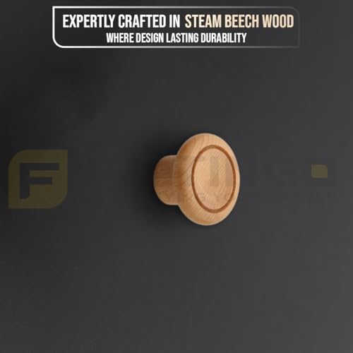 Image of 2 Piece Drawer Knobs for Kitchen- Door Knob for Cabinet, Cupboard & Dresser |Material-Steam Beech Wood, Natural Wood Finis| - 1.5 Inch-| 3 Years Warranty |