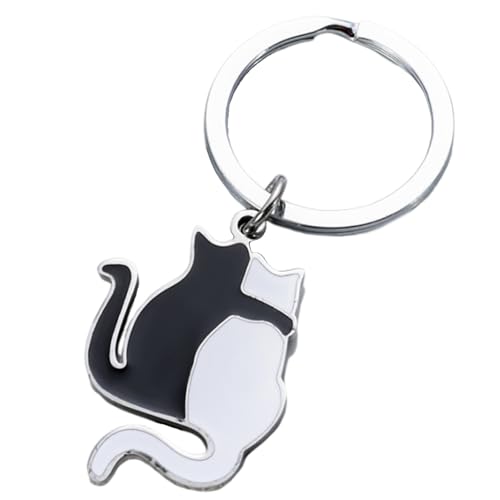 ARROMI Schlüsselanhänger Katze - Cute Meow Deko, Geschenk für Katzenliebhaber, Tier für Freund und Partner, Silber