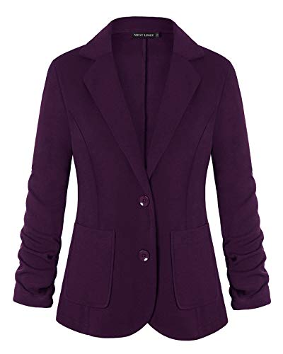 Unifizz Women's Casual 3/4 Sleeve Blazer Lightweight Jacket Work Office Button Front Blazers with Pockets