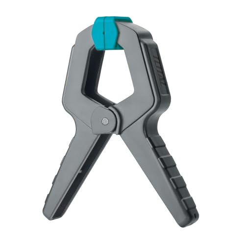 Total Tools - Pince de serrage | Mesure 150 mm | Force maximale de serrage de 15 kg | Design ergonomique | Pince à ressort pour fixer les pièces de collage | Plastique Gris