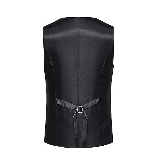 Zeiyignr Men's Herringbone Tweed Suit Vest Casual Wool Blend Waistcoat Single-breasted V Neck Business Formal Dress Vests3