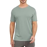 netdraw Men's Heavyweight Interlock Bamboo Viscose T-Shirt Buttery Soft Casual Basic Short Sleeve Dressy Cotton Shirt, Sage, Medium